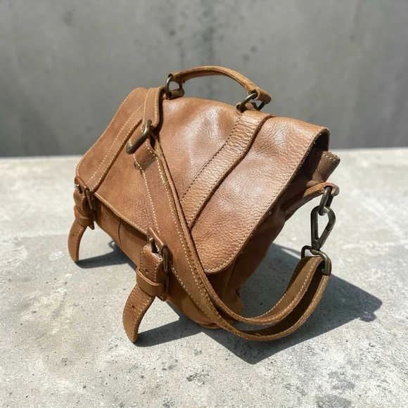 Roots Genuine Leather Satchel Crossbody Bag Brown | Vintage Style. - Picture 3 of 10